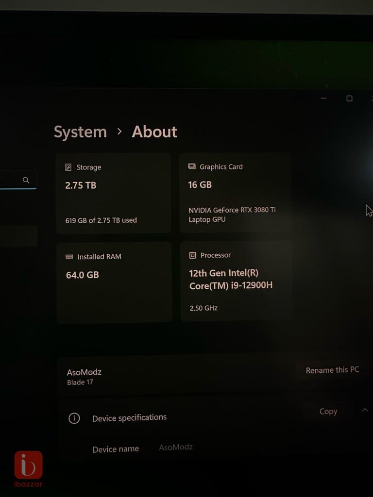 Razer Blade 17.3 Core i9 4k 144htz  Ram 64Gb Hard Drive Nvme 3TB — photo 10