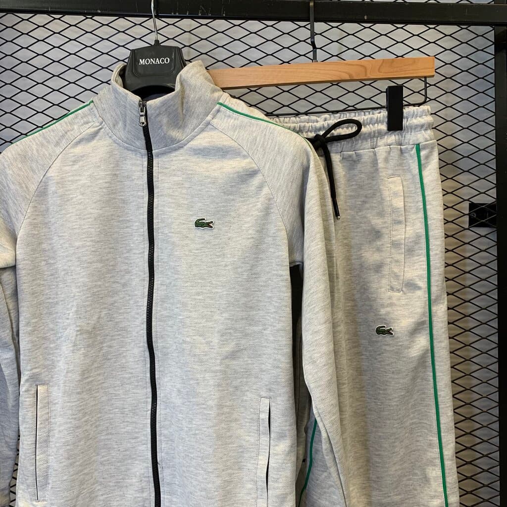 Lacoste Men's Cotton Tracksuit Set - Light Gray (S) 2