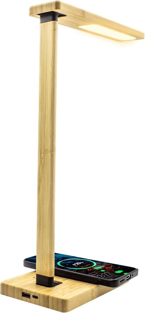 BLC1001 LED Lamp, Bamboo, Smartphone Charging, Timer, Adjustable