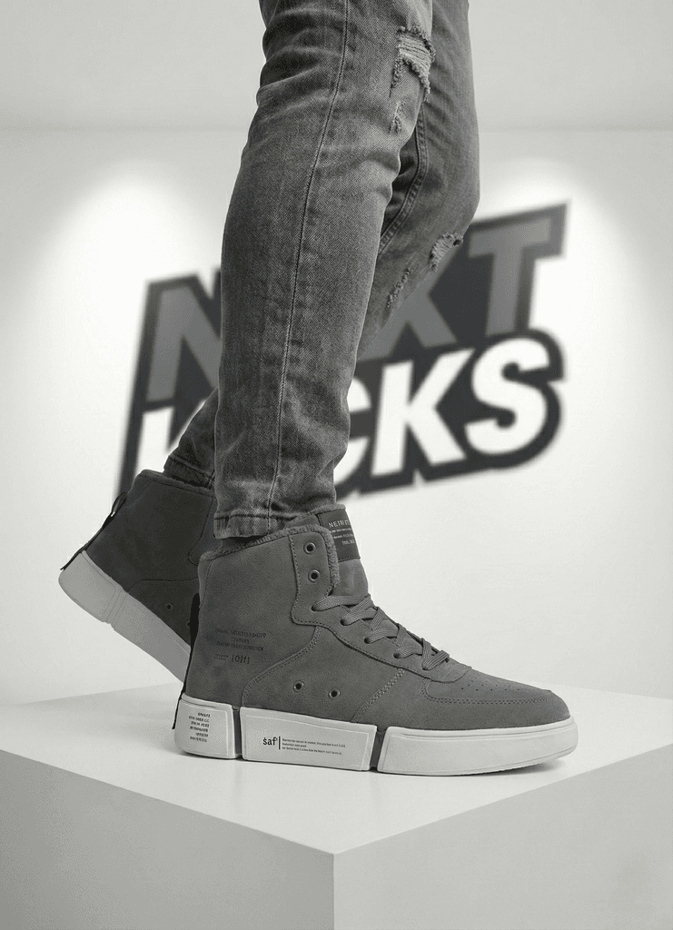 Men's Grey High-Top Kicks 2