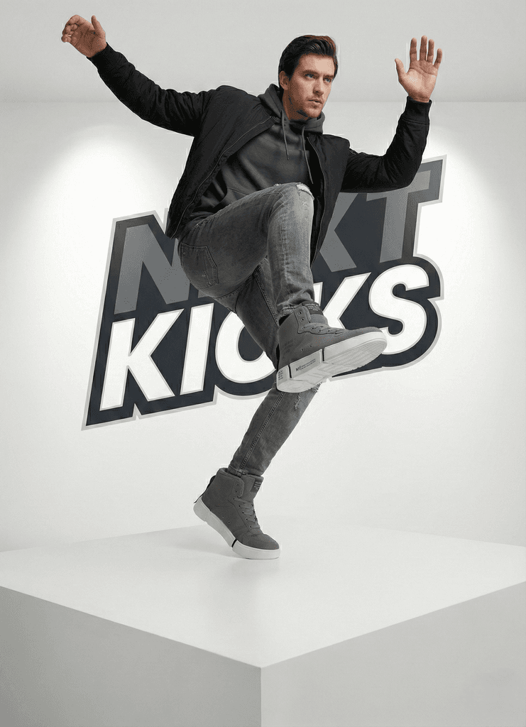 Men's Grey High-Top Kicks 4