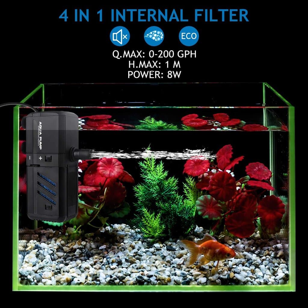 6W Adjustable Internal Aquarium Filter with 500L/H Pump for 30–150L Tanks 4
