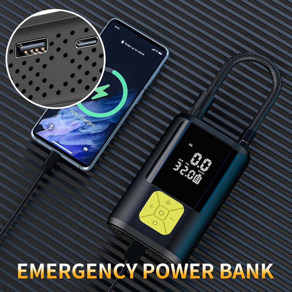 6000 mAh 150 PSI Portable Electronic Air Pump 5
