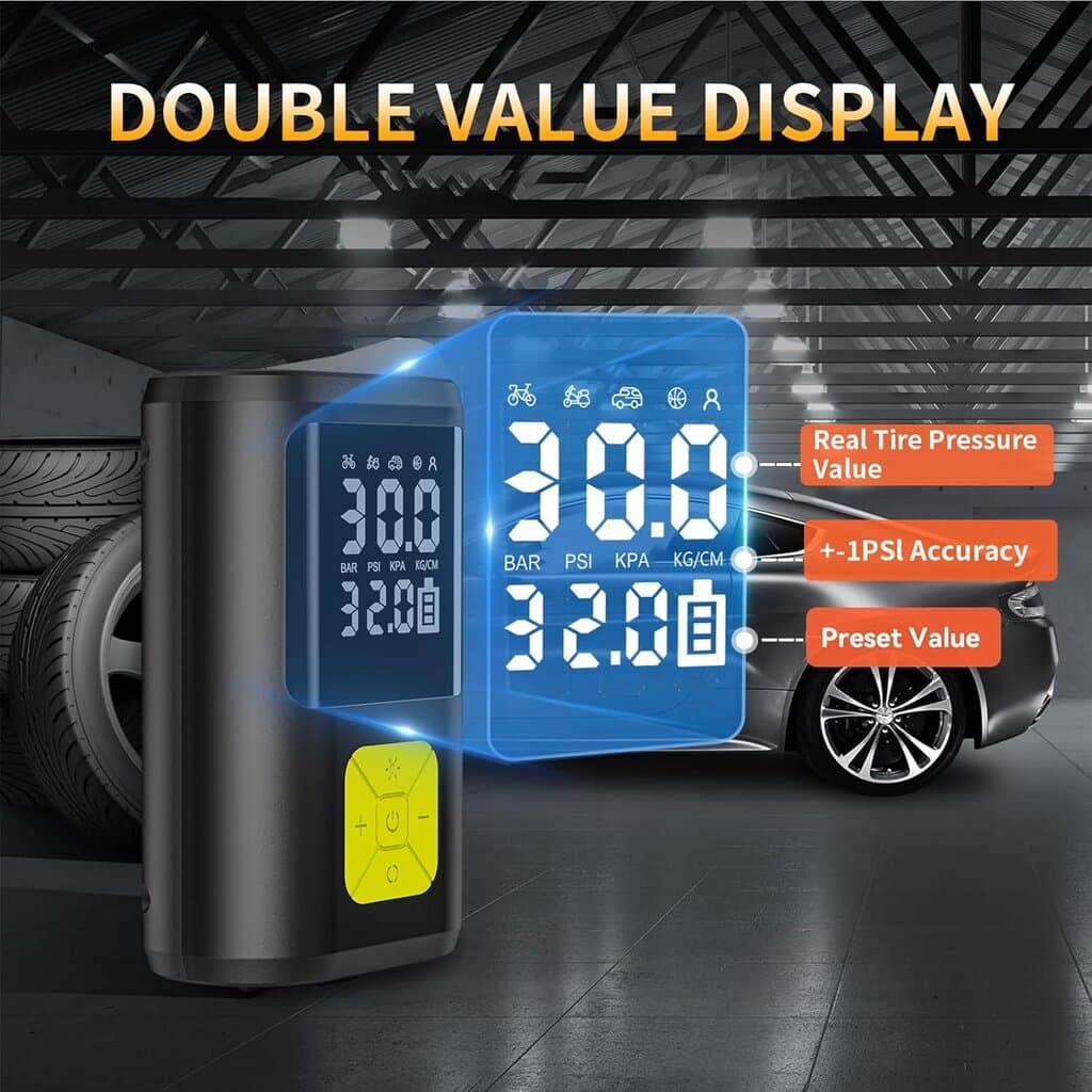 6000 mAh 150 PSI Portable Electronic Air Pump 7