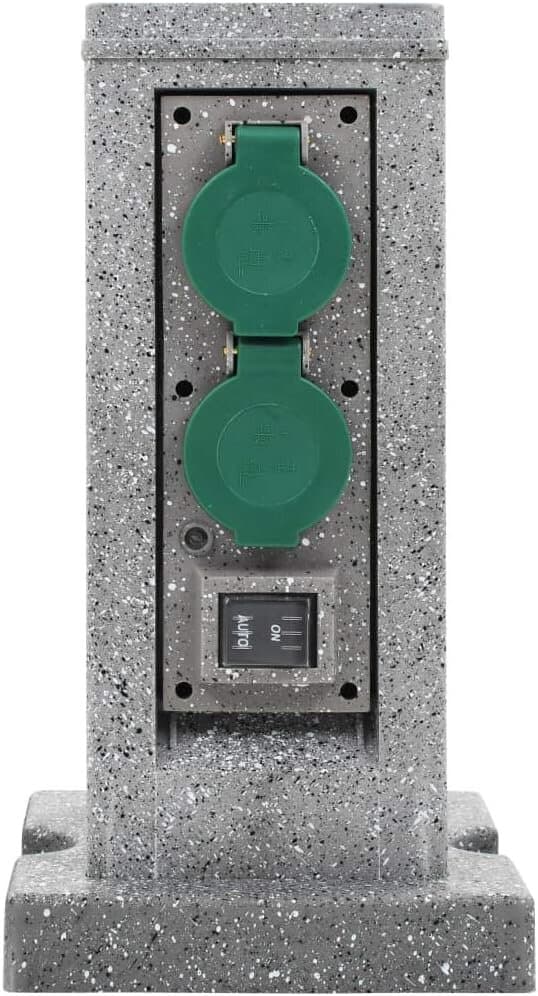 Festnight Outdoor Double Garden Power Socket with Light Sensor 5