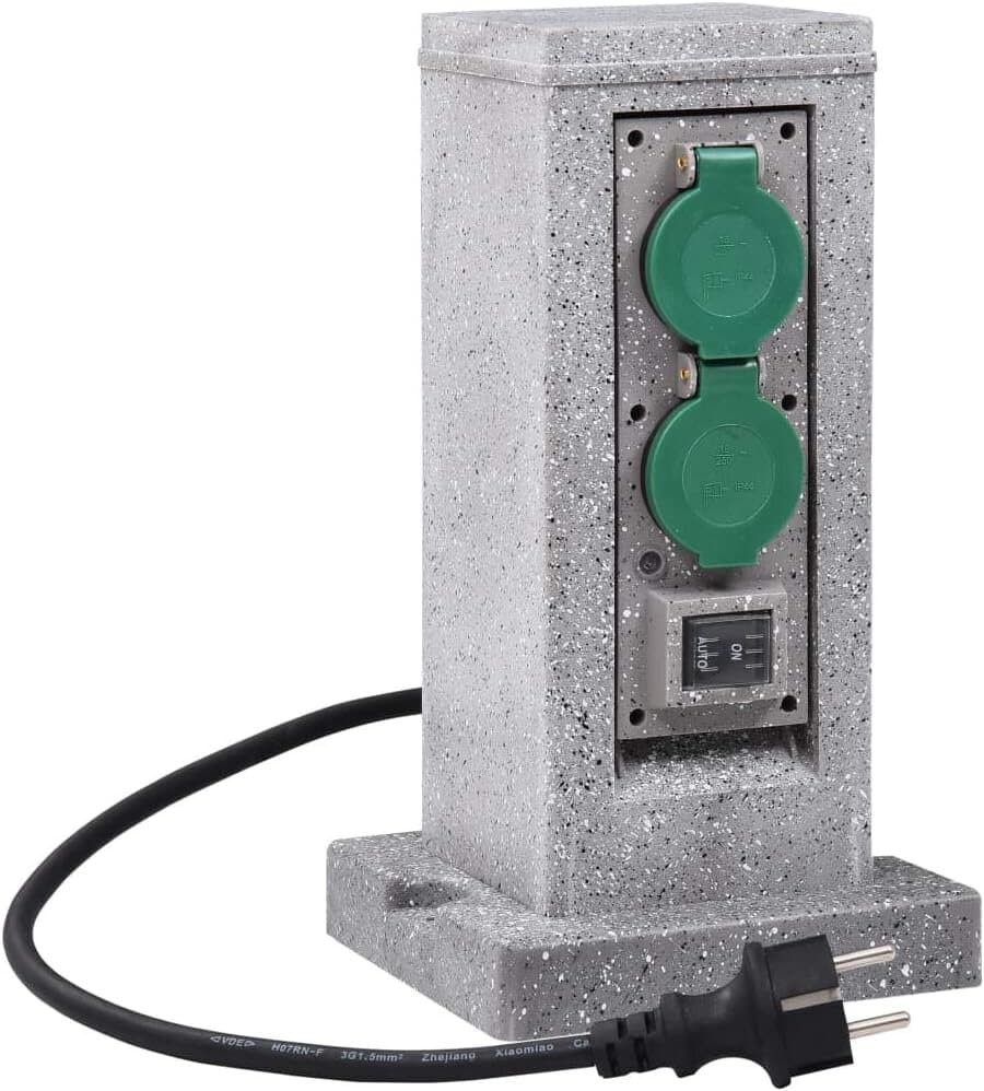 Festnight Outdoor Double Garden Power Socket with Light Sensor