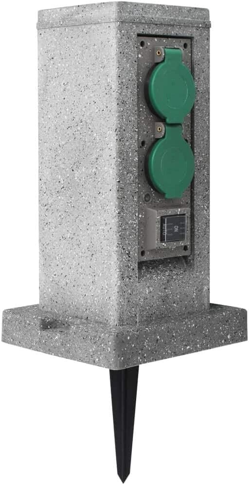 Festnight Outdoor Double Garden Power Socket with Light Sensor 2