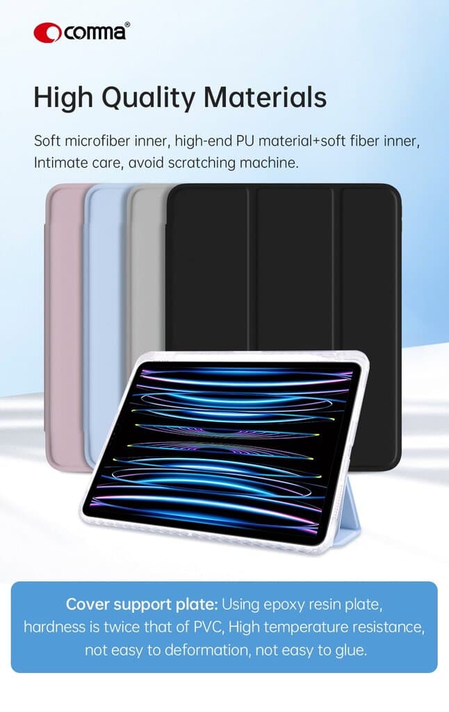 Comma  Joy Series PU Case With Pencil Slot - iPad 10 10.9(2022) - Gray 6
