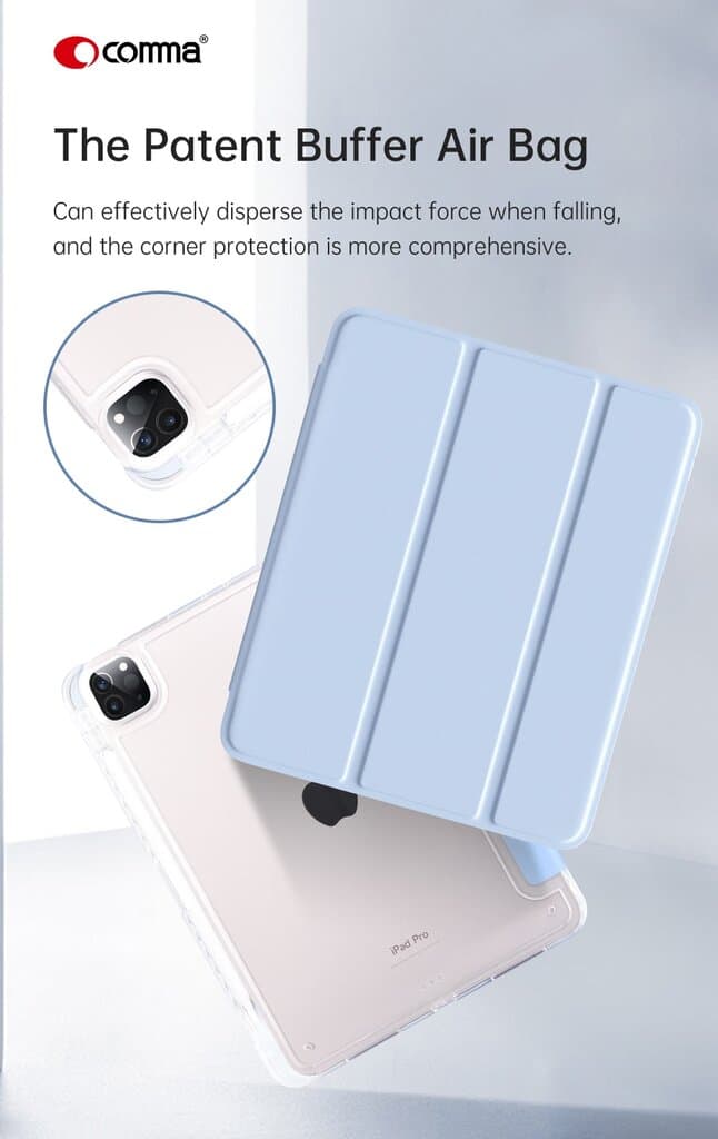 Comma iPad Pro 13-inch (2024) Joy Series PU Case With Pencil Slot - light blue 7