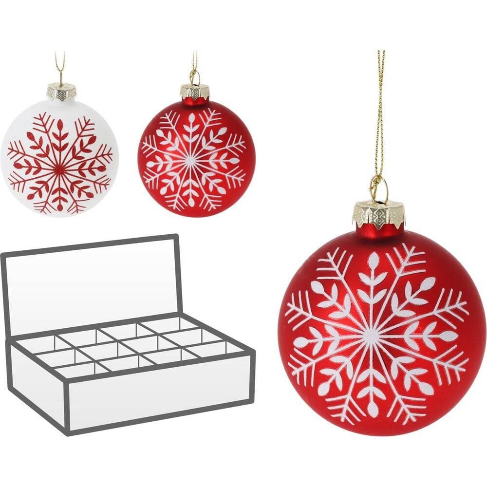 Koopman Xmas Ball Snowflake 80Mm 2Ass