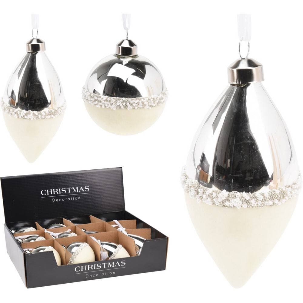 Koopman Ornament Glass 8Cm Silv Velvet