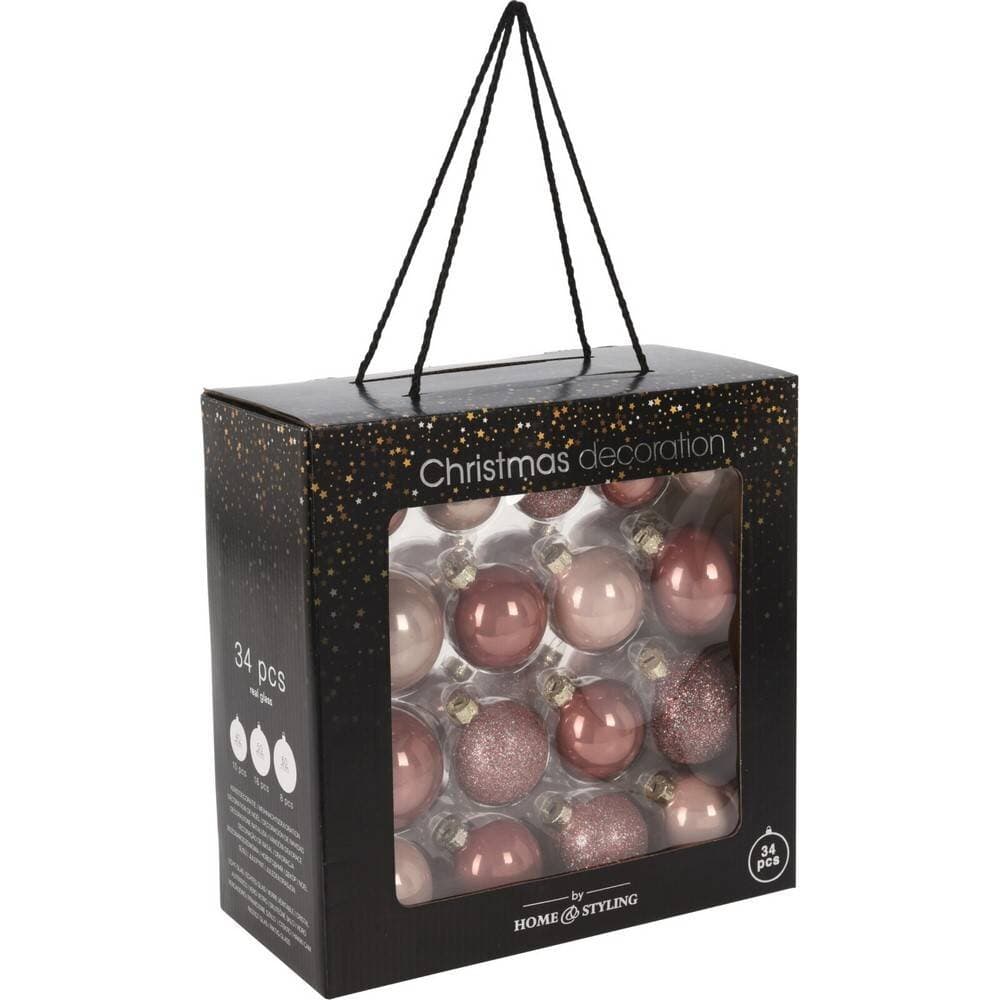 Koopman Xmas Balls Set 34Pcs Roze Clr
