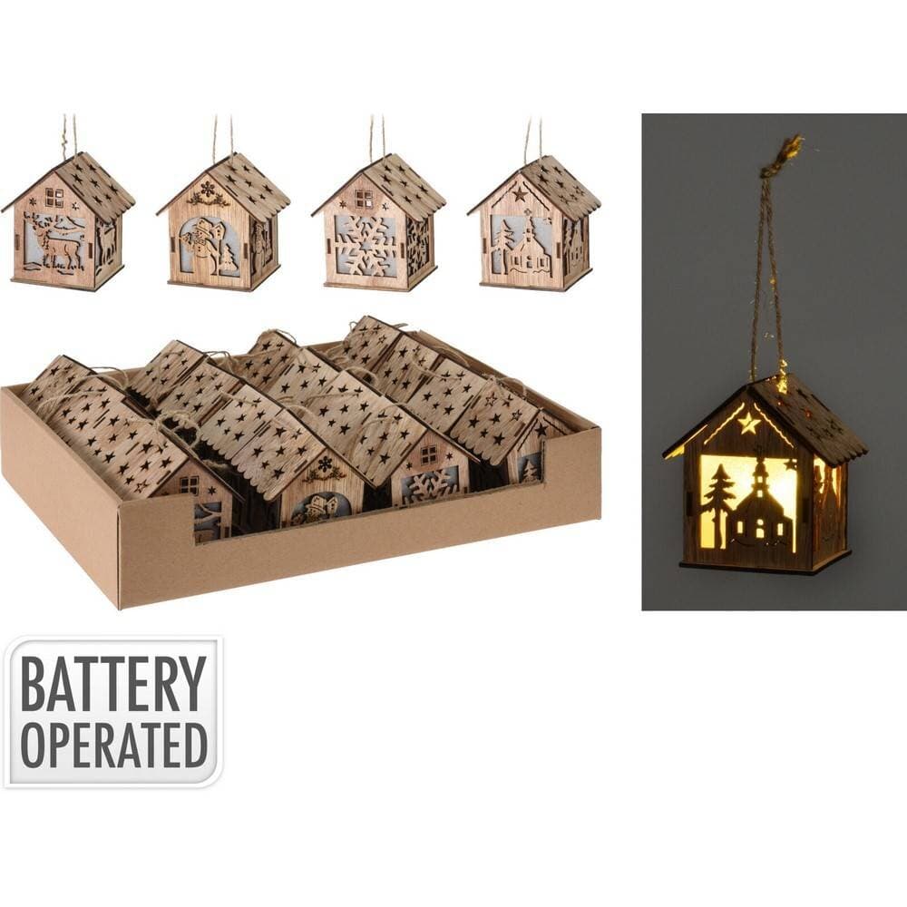 Koopman Hang Deco House With Led 9Cm