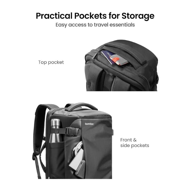 Tomtoc Navigator-T66 Travel Laptop Backpack 17 Inch / 38L (Black) 3