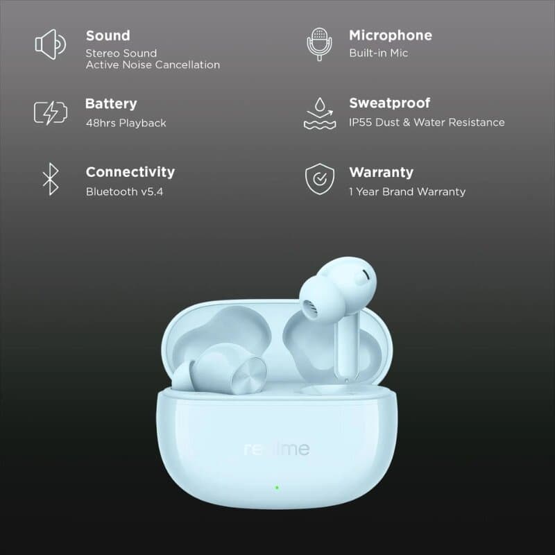 Realme Buds T200 X Volt Wireless Earphones (Blue) 4