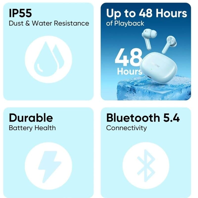 Realme Buds T200 X Volt Wireless Earphones (Blue) 5