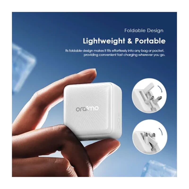 Oraimo Charger 20W Gan tech with C-to-C cable (White) 5