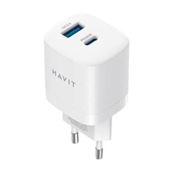 شاحن هافيت 30W منفذين (أبيض)