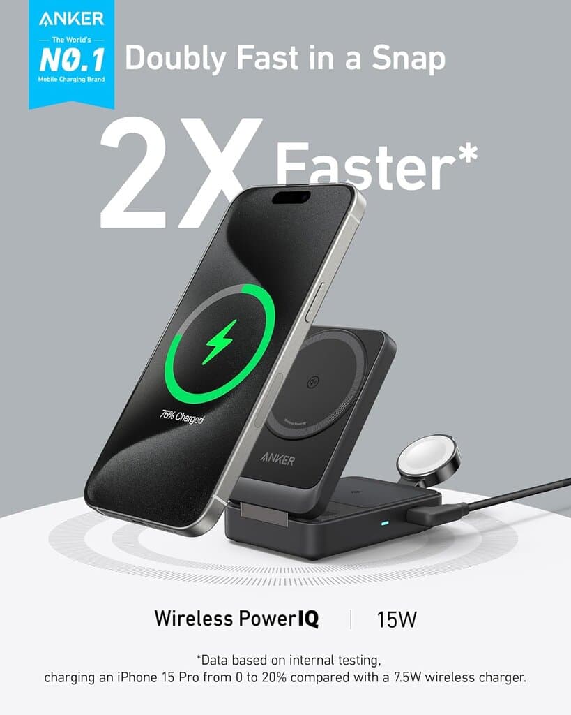 Anker MagGo 15W 3-in-1 Charging Station Qi2 (White) 6