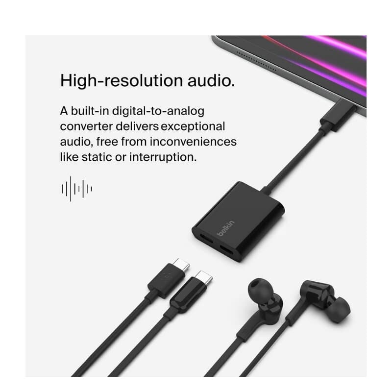 Belkin Adapter USB-C To Audio + Charge (Black) 2