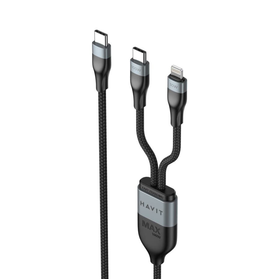 Havit CB6326 Cable Type C To C + L 1.2m 100W + 30W (Black) — photo 2