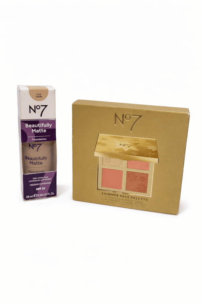 No7 Face Essentials Duo – Matte Foundation & Shimmer Face Palette