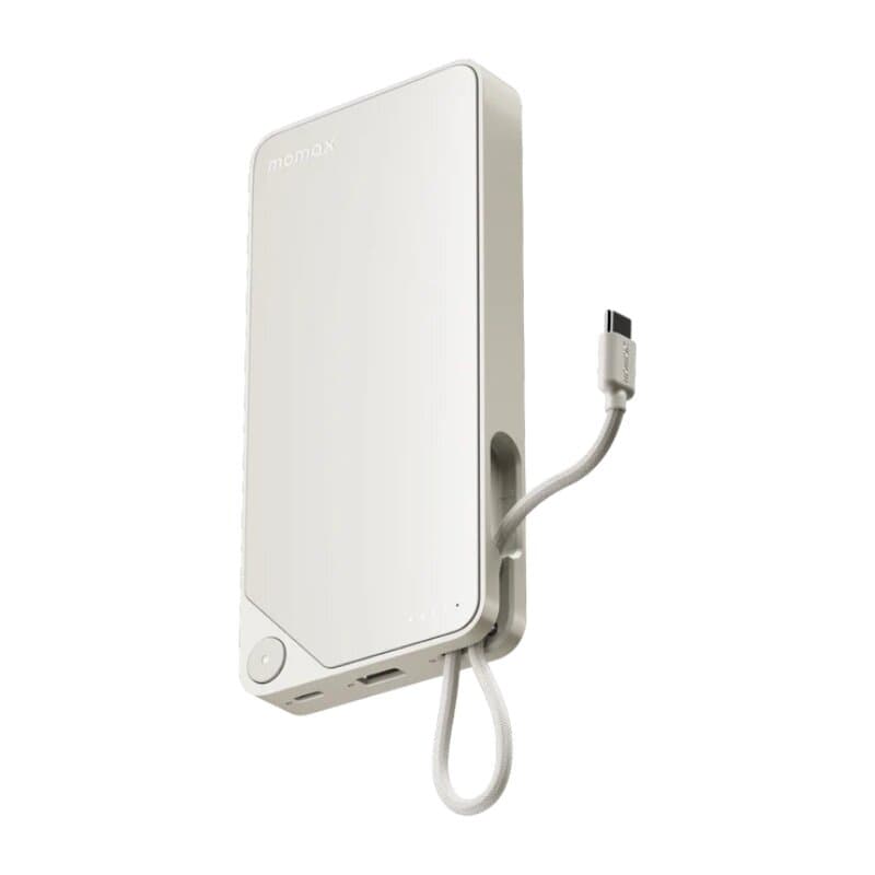Momax Power X Power Bank 20000mAh With Built-In USB-C Cable (White)