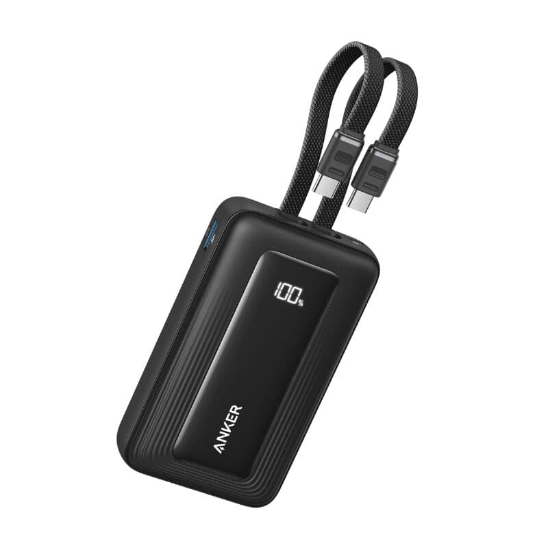 Anker Zolo Power Bank 10K mAh 35W Built-In Dual USB-C Cables (Black)