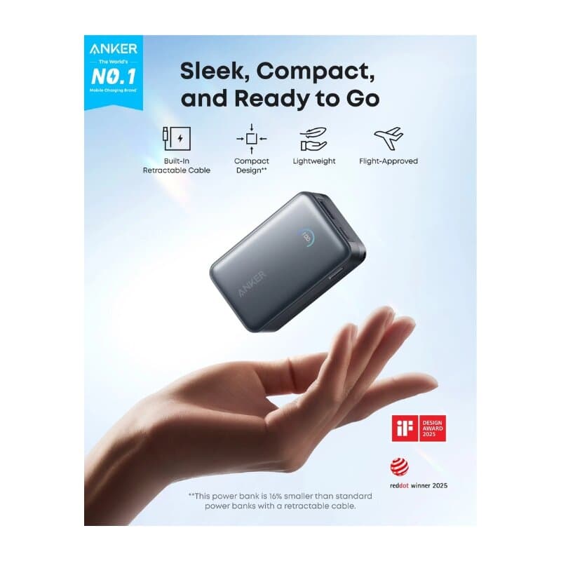 Anker Nano Power Bank 10K 45W Built-In Retractable USB-C Cable (White) 2