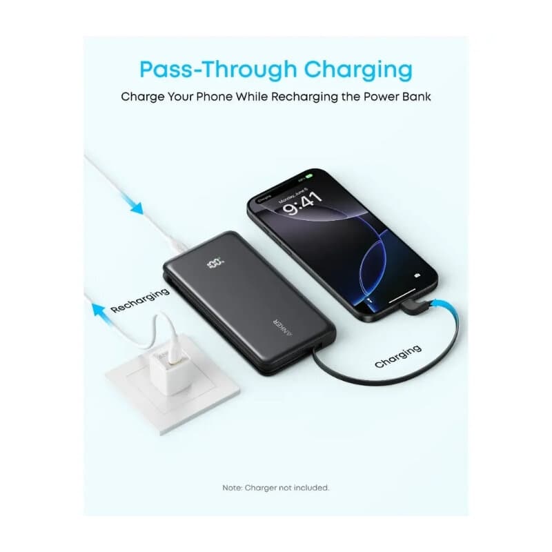 Anker Zolo 10000mAh 22.5W Emergency Charger With Built-in USB-C Cable (Black) 4