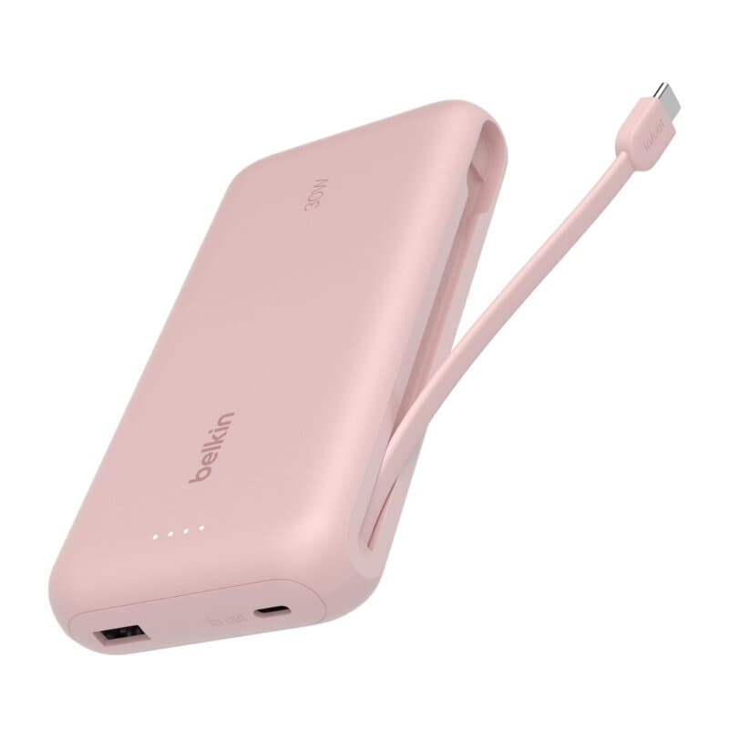 Belkin Post Charge Power Bank 20K With Built-in Cable (Pink)