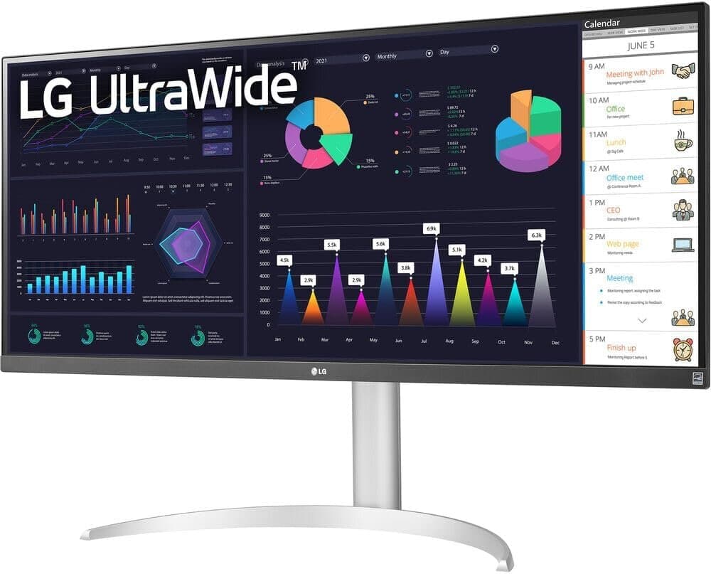 LG 34WQ650-W UltraWide Monitor 34” IPS, FHD, 100Hz, sRGB 99% 3