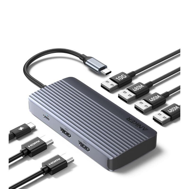 Anker USB-C Hub 7-in-1, Dual Display (Gray) 2
