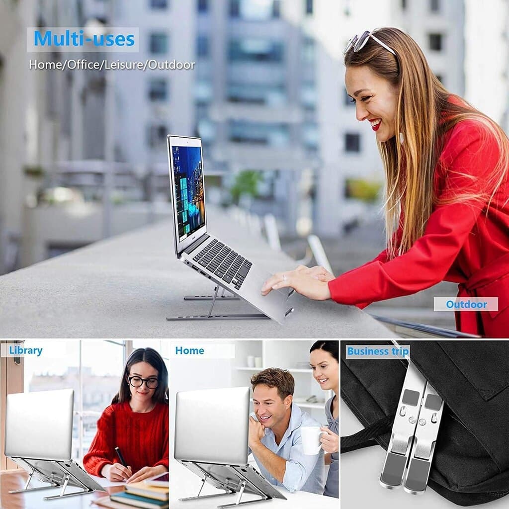 Iron Laptop Stand Silver with Red Sticker 3