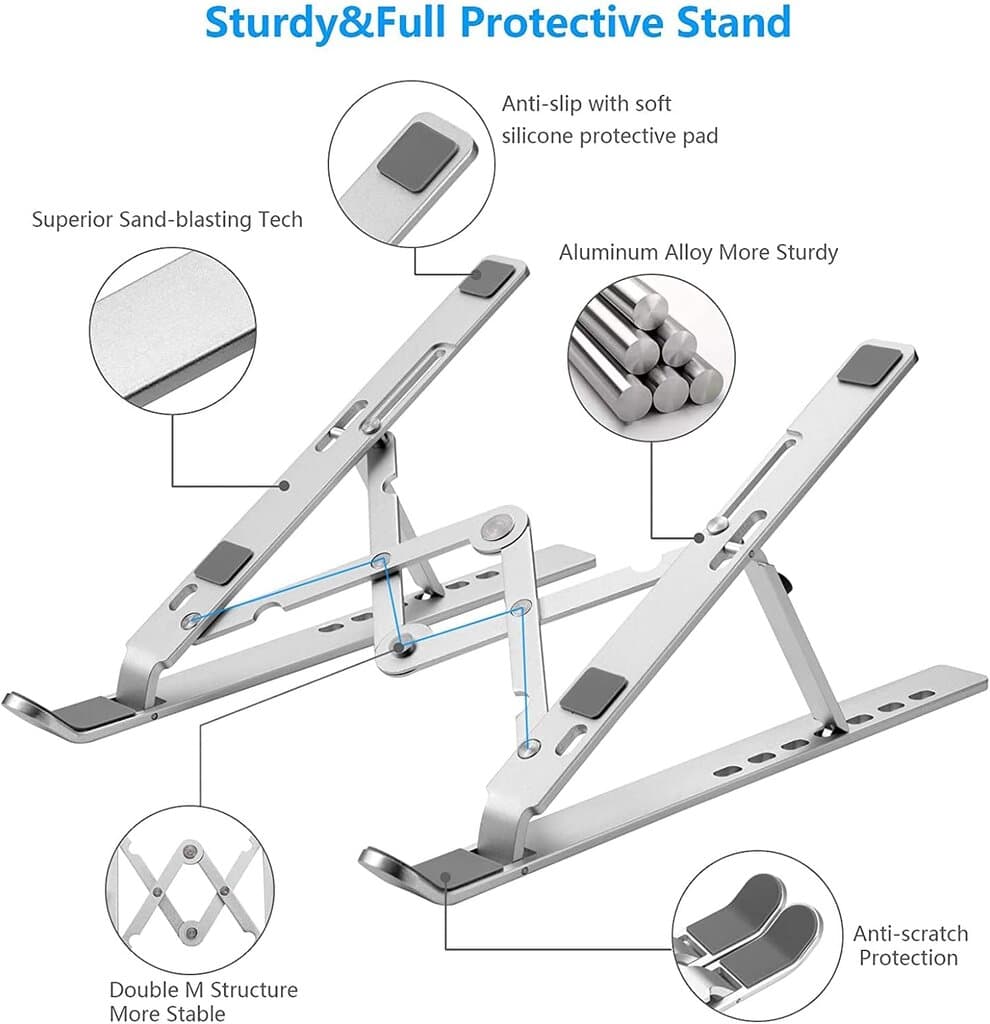 Iron Laptop Stand Silver with Red Sticker 4