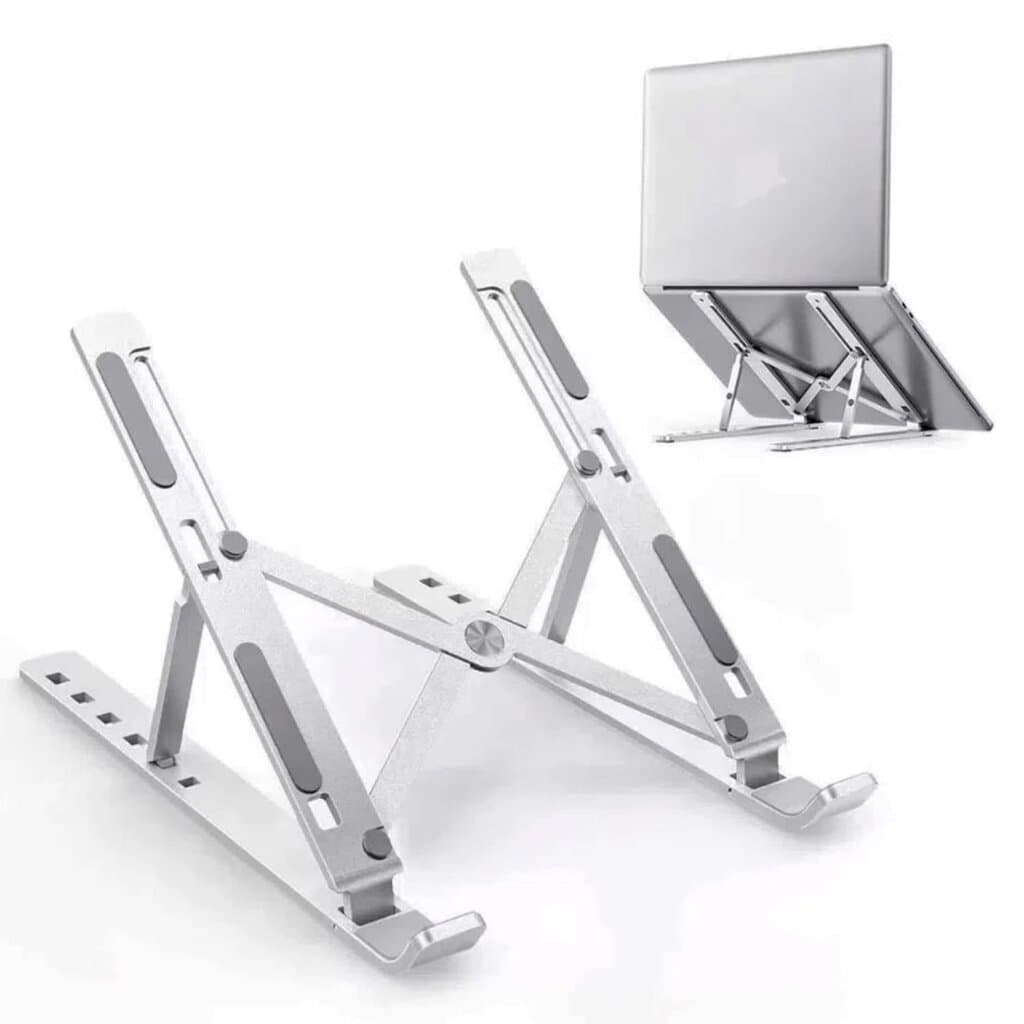 Adjustable Silver Aluminum Laptop Stand Red Sticker Edition