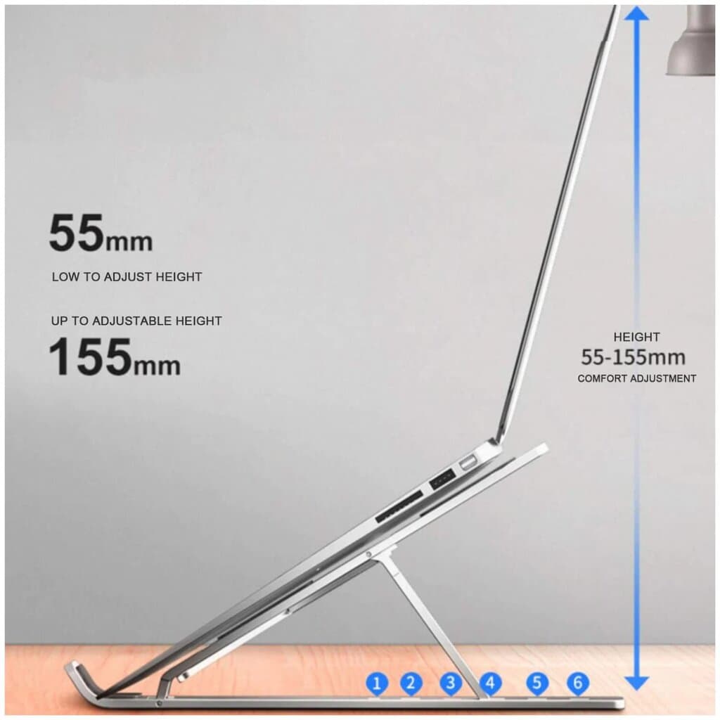 Adjustable Silver Aluminum Laptop Stand Red Sticker Edition 2