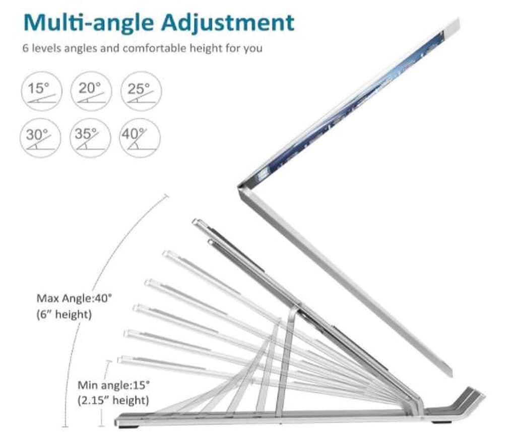 Adjustable Silver Aluminum Laptop Stand Red Sticker Edition 5