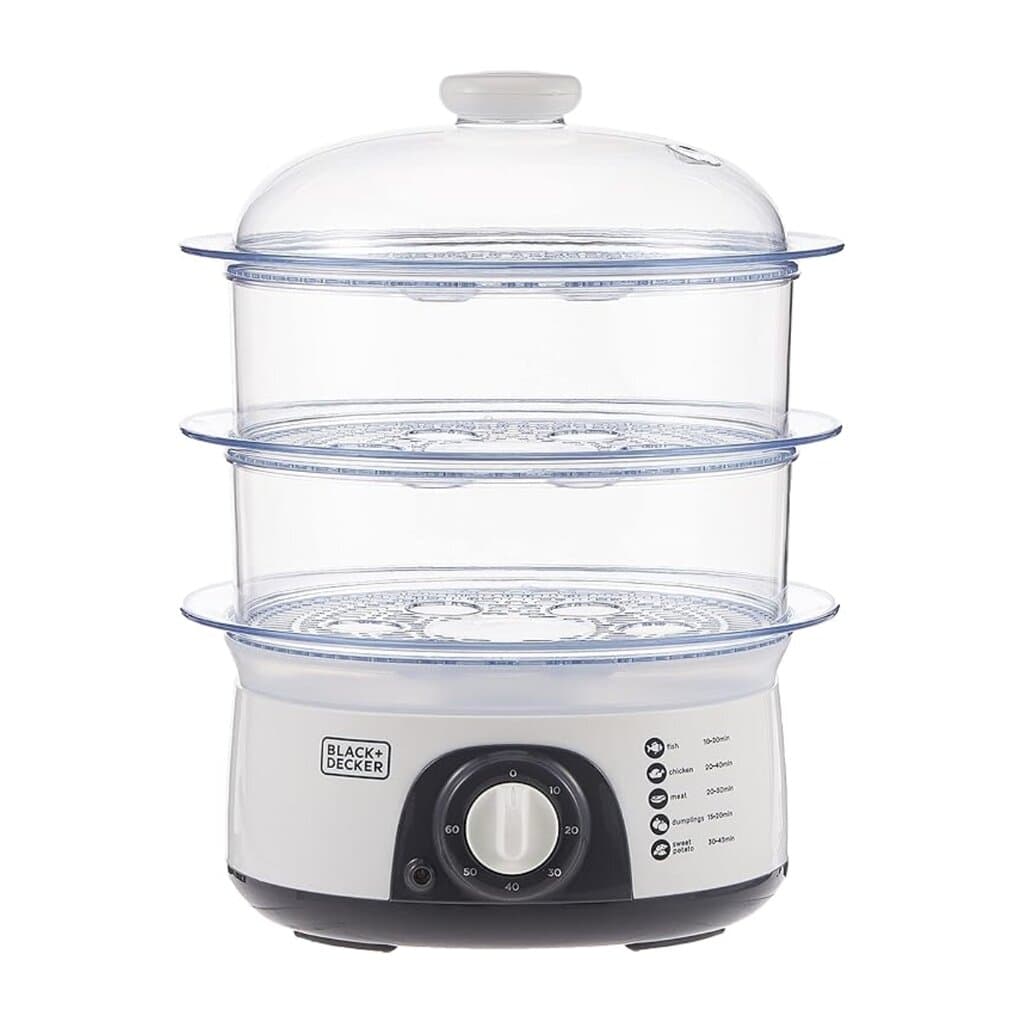 Black+Decker 10L Food Steamer 775W 3 Detachable Layer Timer (Black) 1