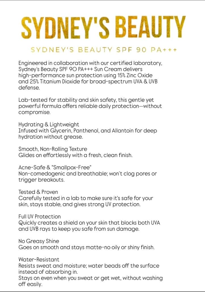 Sydney's Beauty - Sun Cream SPF 90 (100ml) 3