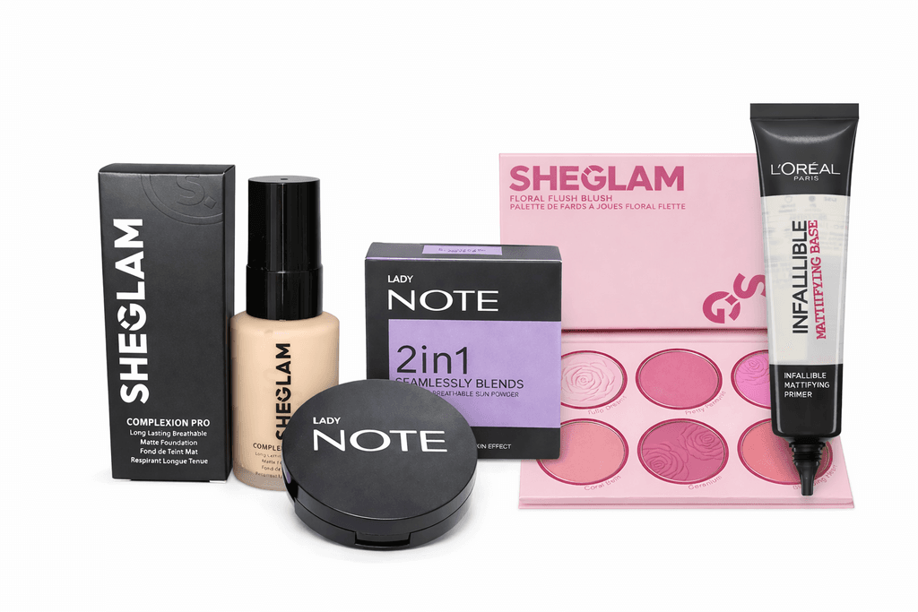 Light Shade Complete Face Makeup Set – Foundation, Primer, Blush Palette & Powder