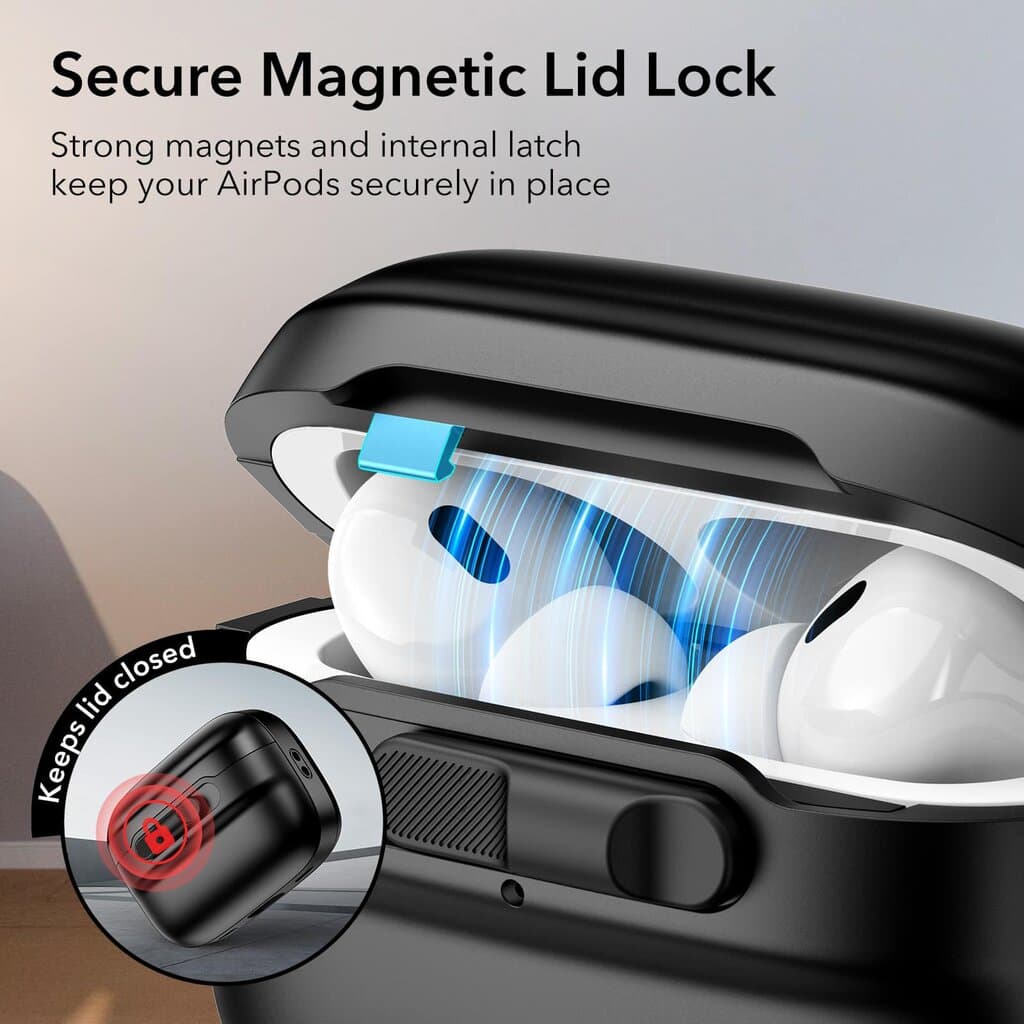 ESR Pulse Magnetic Lock Case (HaloLock), Compatible with AirPods Pro, Black 2