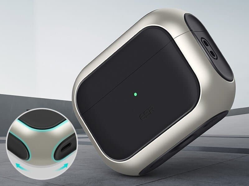 ESR Orbit with HaloLock Magnetic Hybrid Tough Case for AirPods Pro — Titanium 3