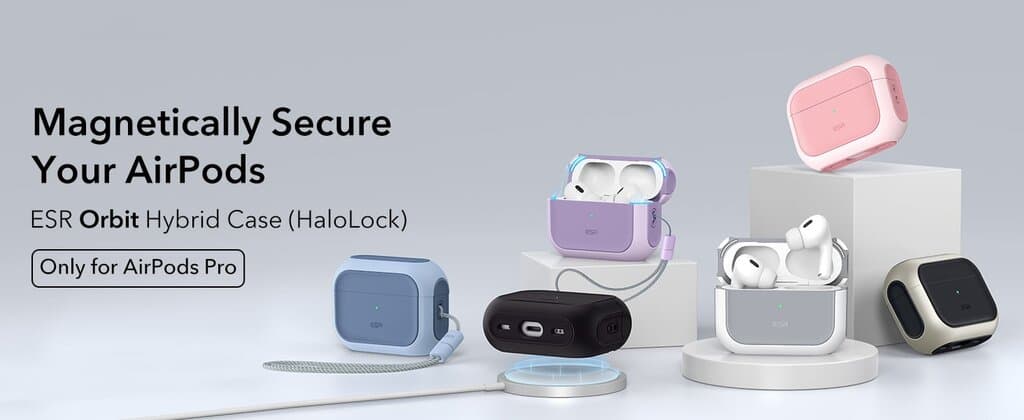 ESR Orbit with HaloLock Magnetic Hybrid Tough Case for AirPods Pro — Titanium 8