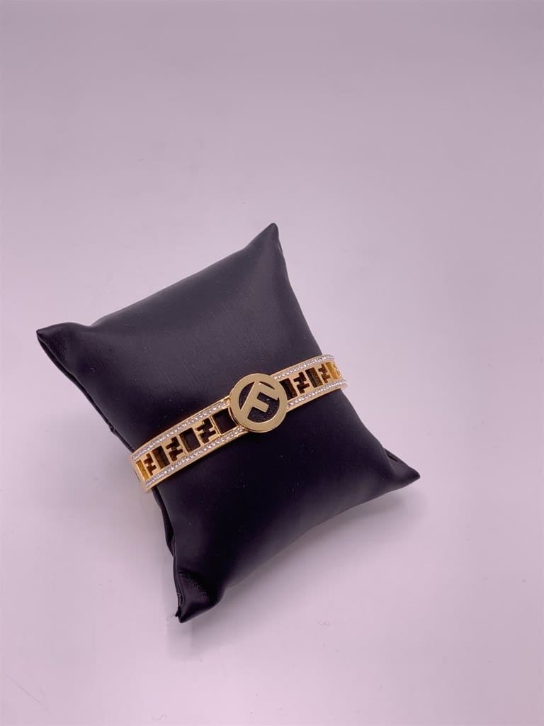 Fendi Stainless Steel Zircon Bracelet (Gold) 3