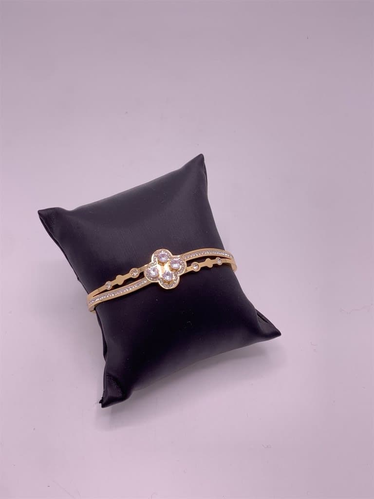 Van Cleef Stainless Steel Zircon Bracelet (Gold) 2