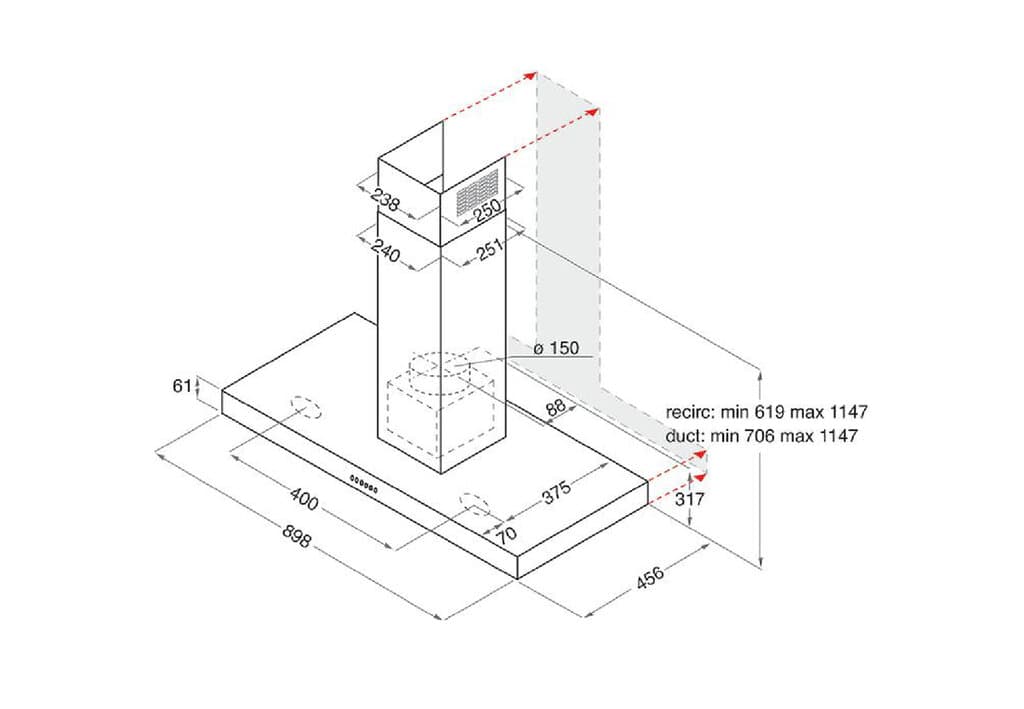Ariston Kitchen Hood - AHBS 9.7F LTI X (Stainless Steel) 2