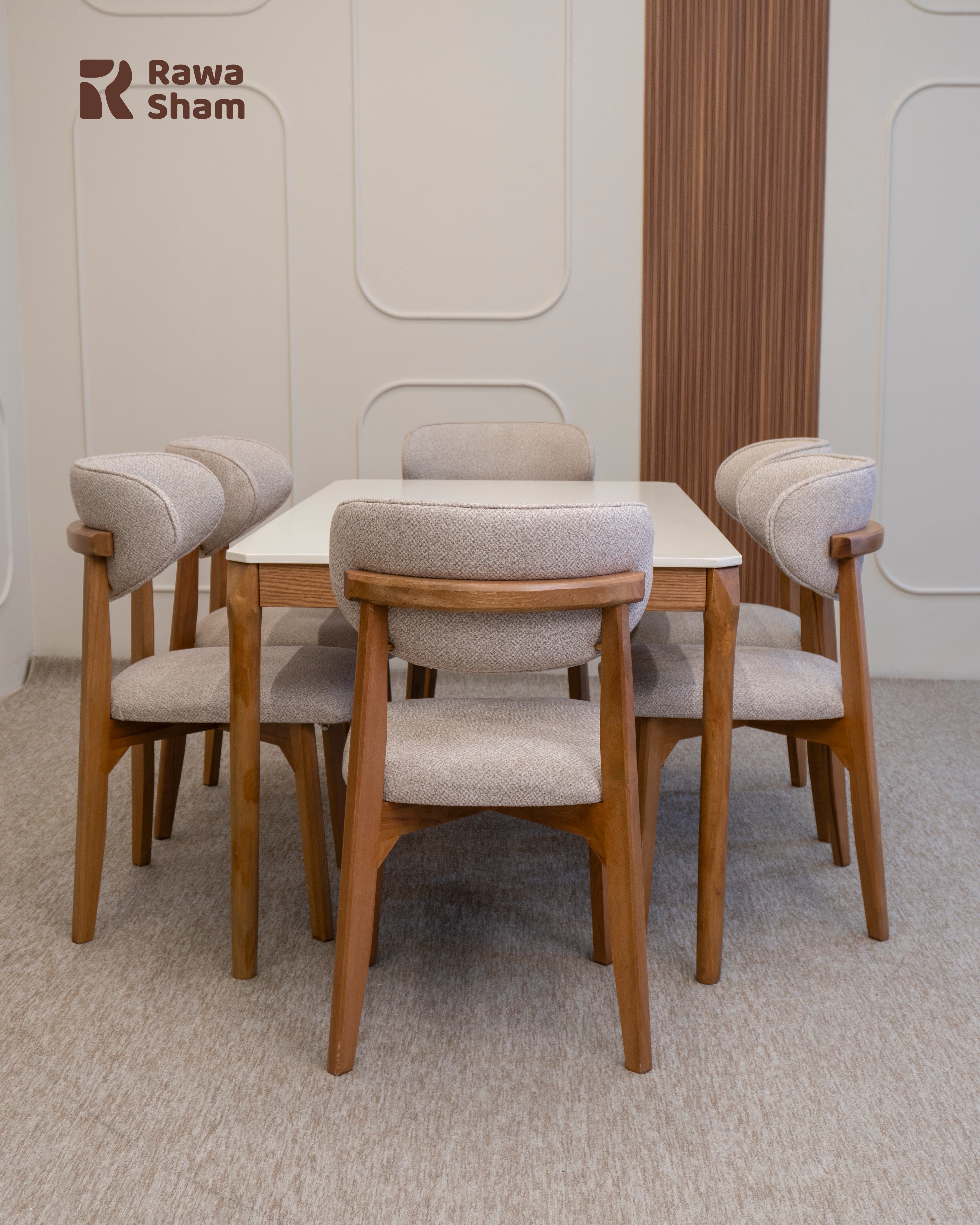 Moscow Lacquer 6 Person Dining Table - Cream 2