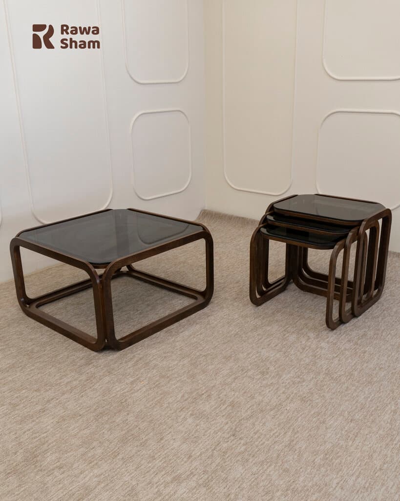 Leo Glass-Top 4pcs Nesting Table - Black