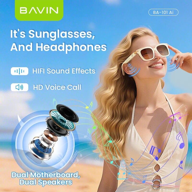 BAVIN BA101 Ai Smart Translation Sunglasses BT 5.4 w/ 130+ Languages, Open-Ear Hi-Fi Sound, Touch Co 7